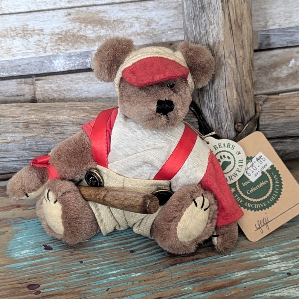 Boyds Bears "Yogi" 91771-02 Plush Baseball Bear With Wooden Bat